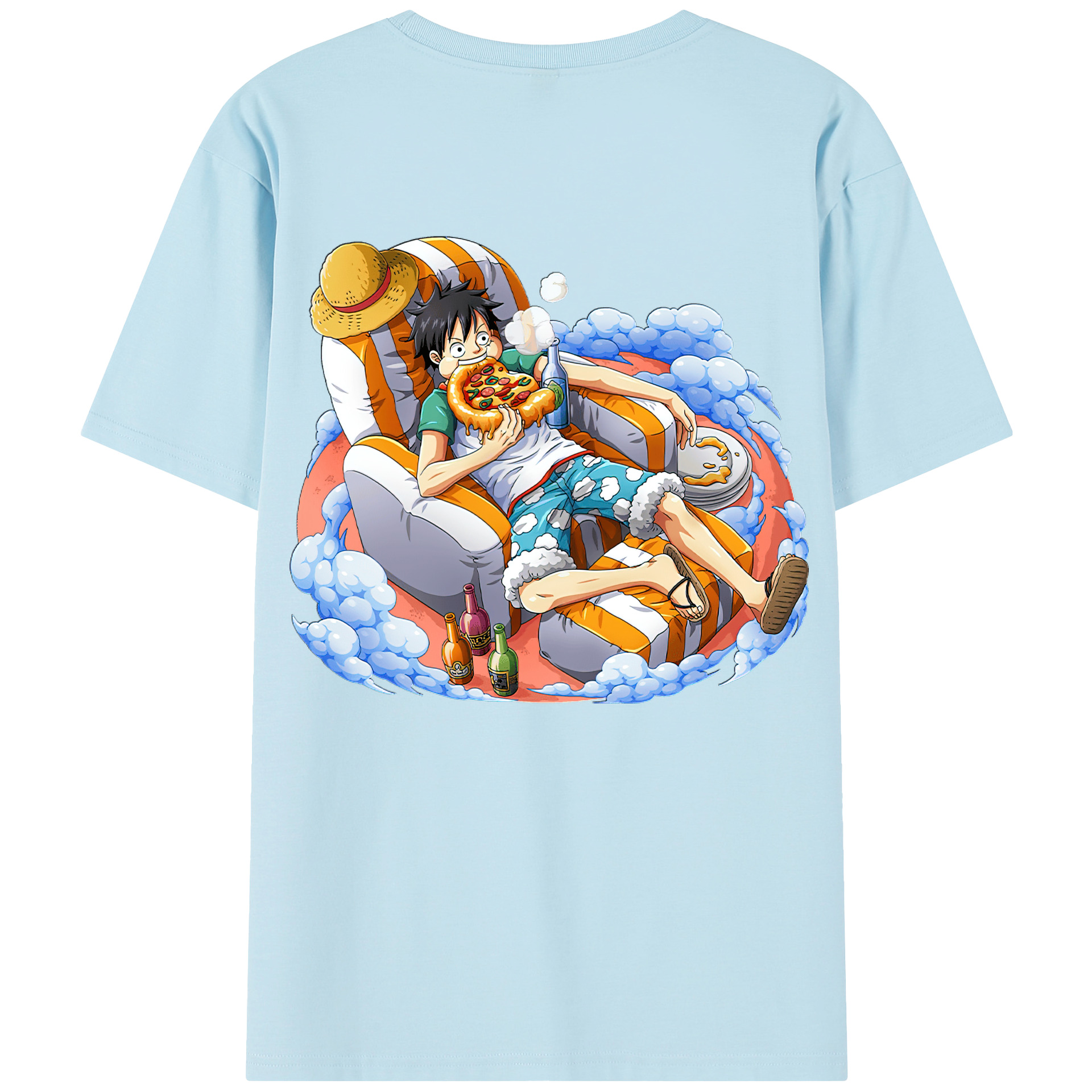 ワンピース モンキー・D・ルフィ ONE PIECE Monkey D. Luffy 綿100％半袖Tシャツ（背面プリント）